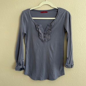 Velvet by Graham & Spencer Ruffle Front Henley